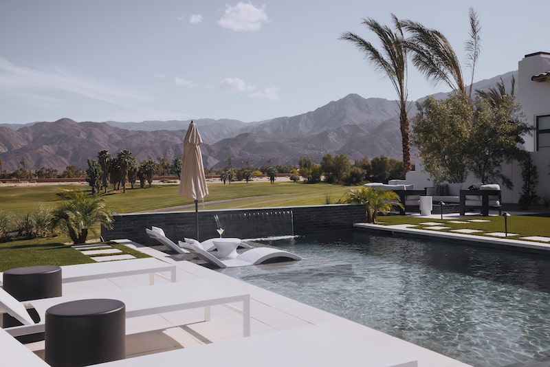 Outside Pool And Mountains In The Background