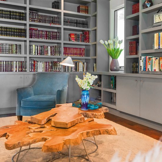 Designer Wooden Table In A Home Library