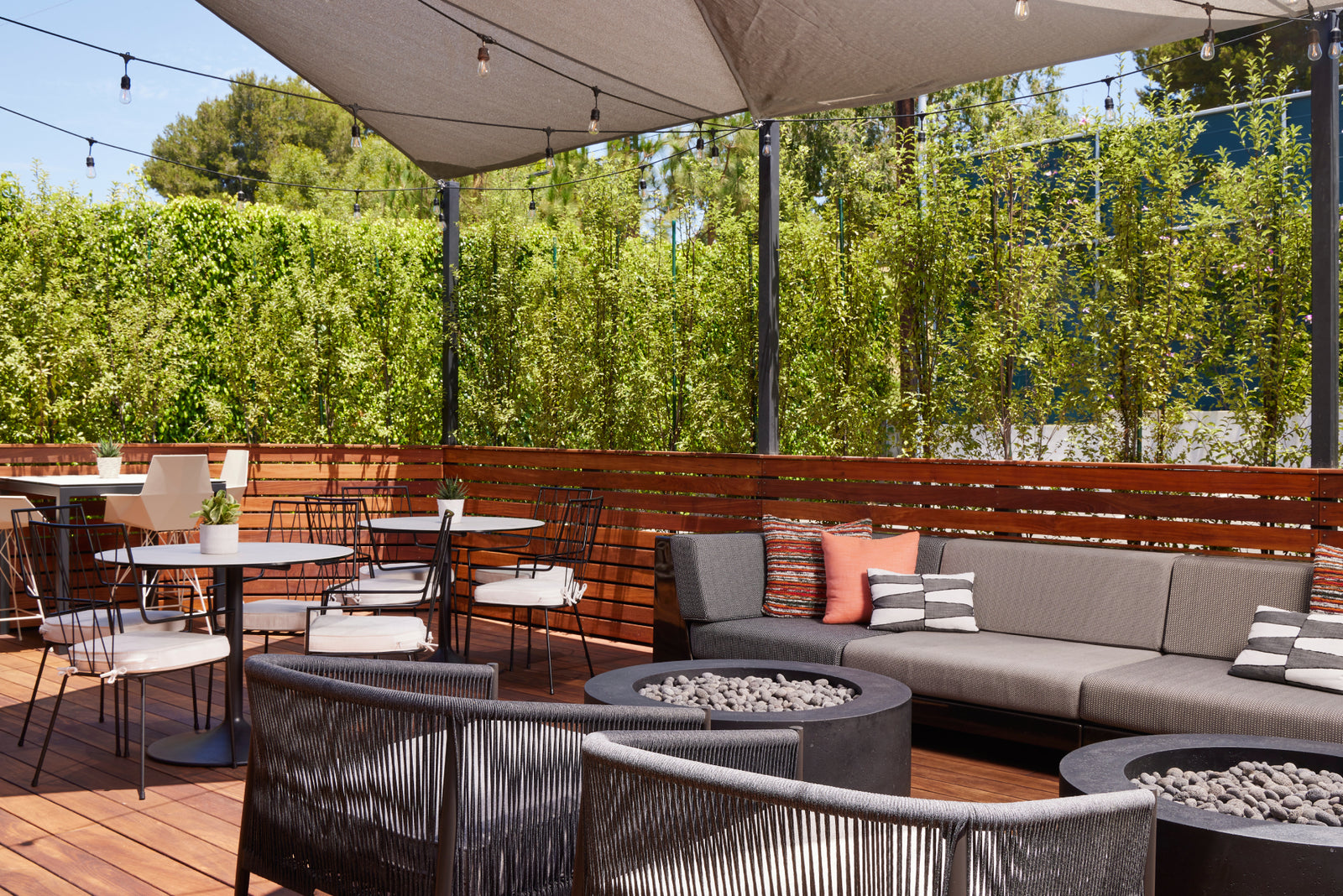 Dark Red Wooden Outdoor Deck