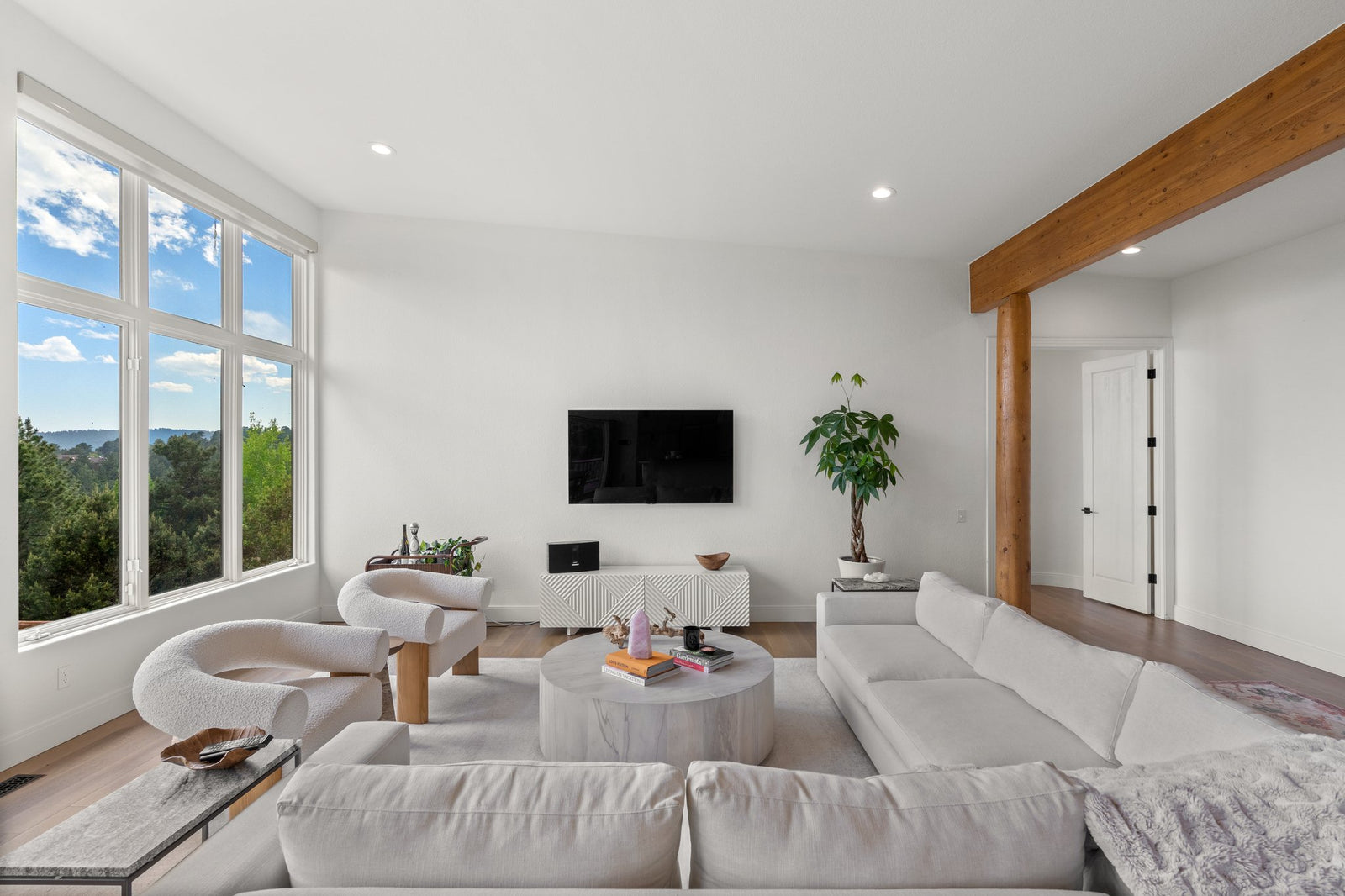 Living Room View With Furniture And TV