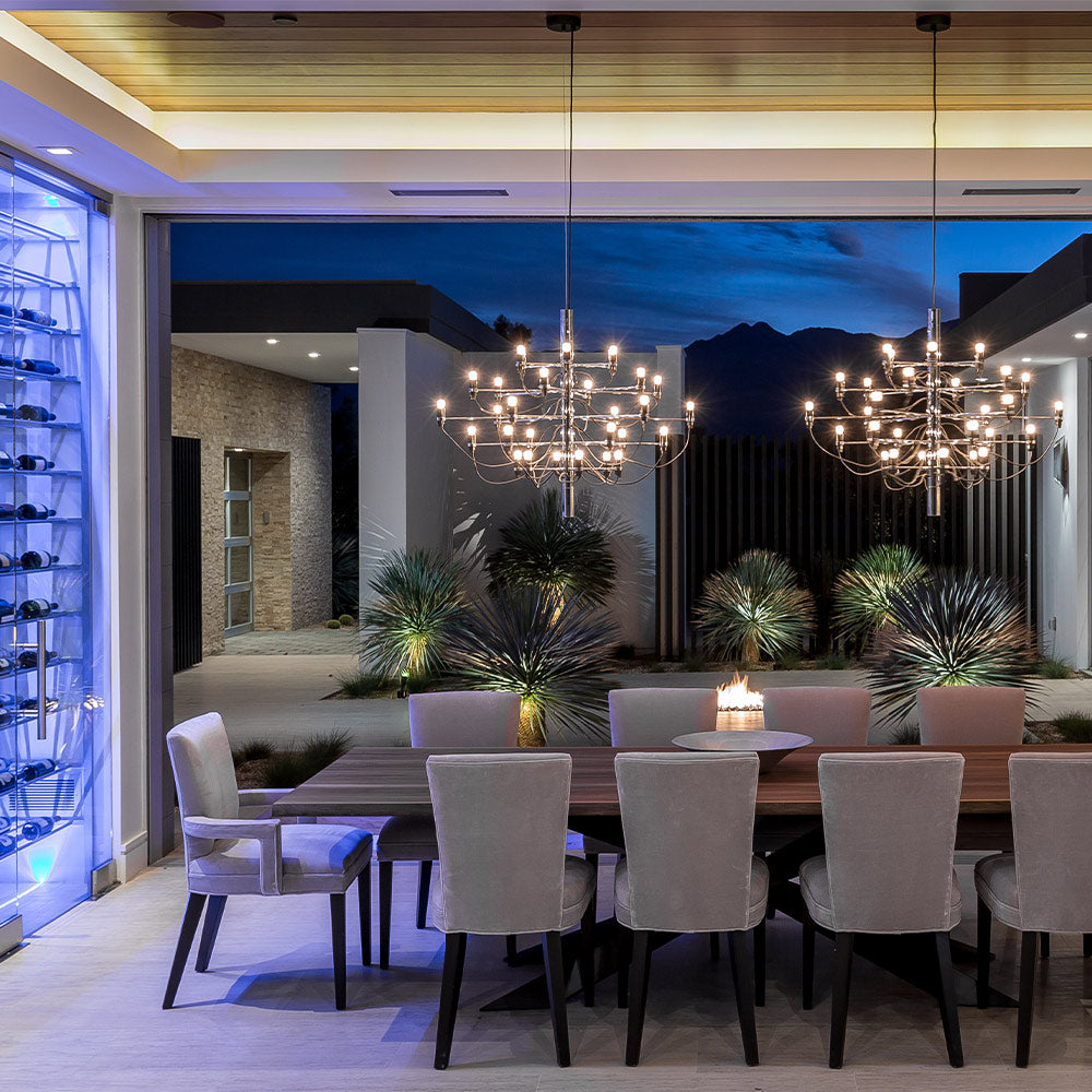 Dining Table In An Outdoor Area At Night